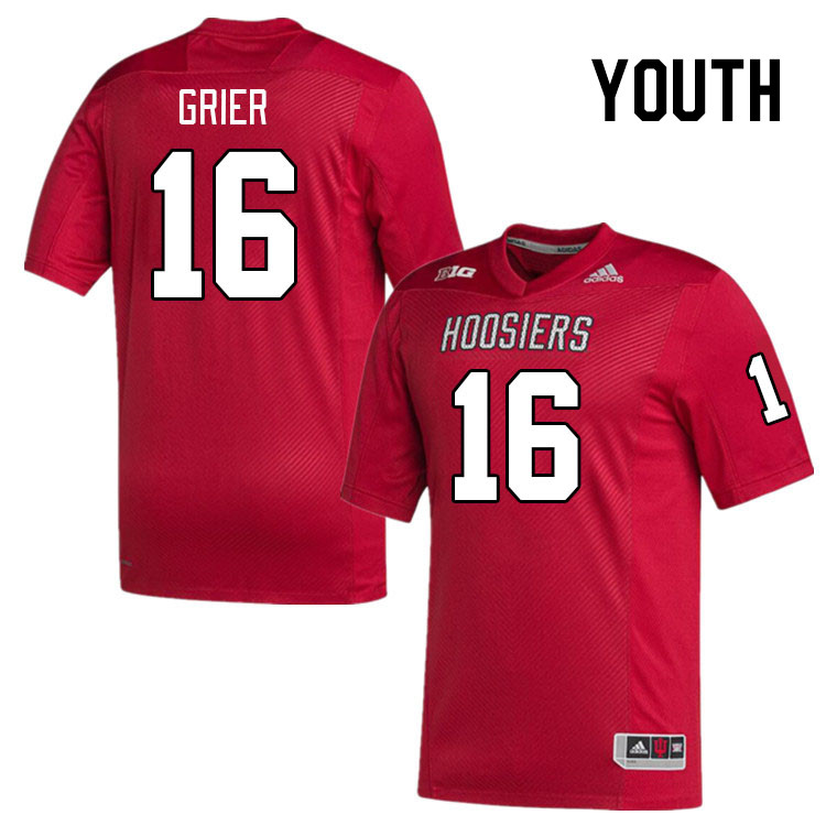 Youth #16 Jordan Grier Indiana Hoosiers College Football Jerseys Stitched-Red